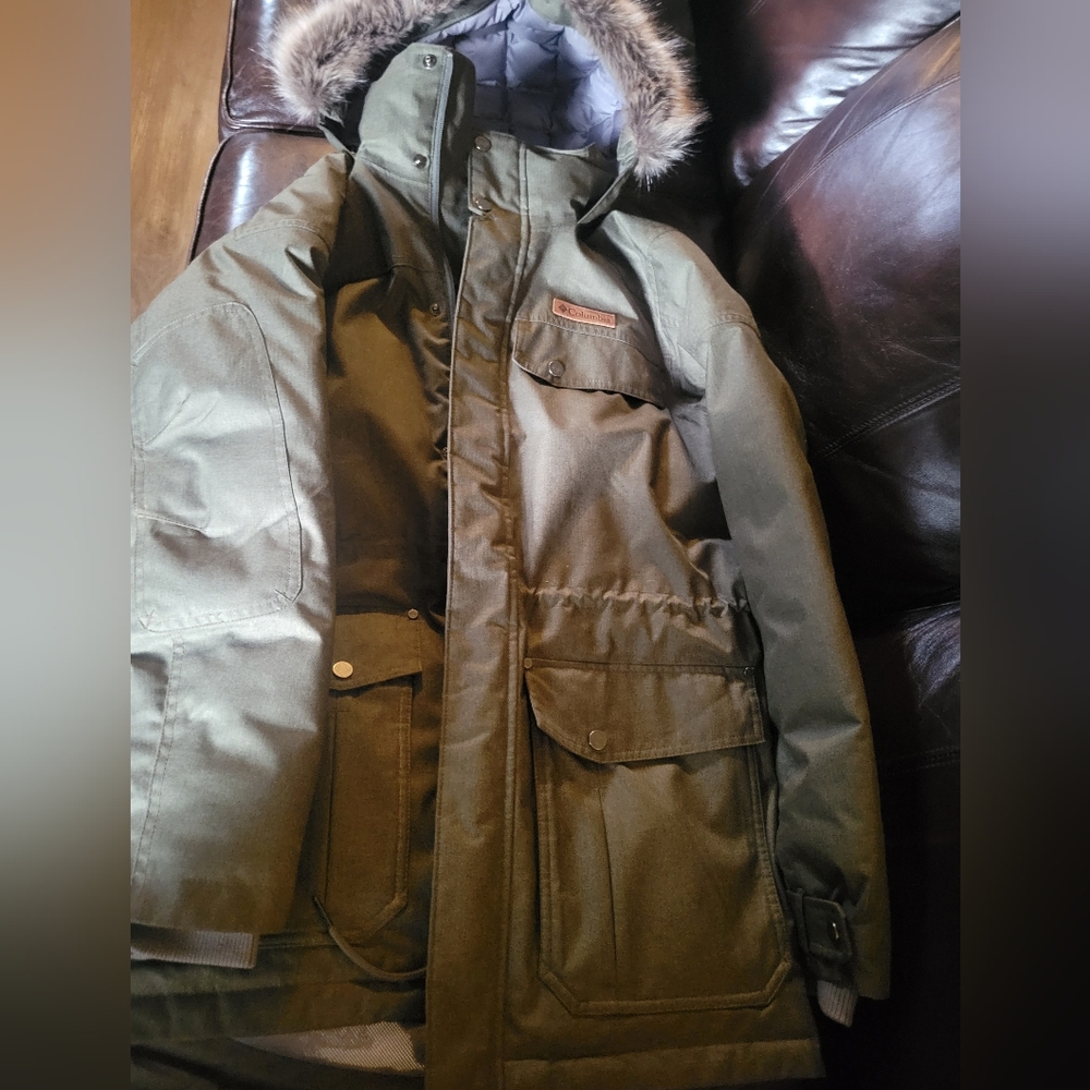 COLUMBIA BONNEVILLE JACKET Men's Small Down Insulated Omni Heat - Gravel…